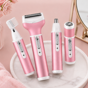 Rasoir Épilateur Femme 4 en 1 – Tondeuse Électrique Visage, Corps, Sourcils et Nez